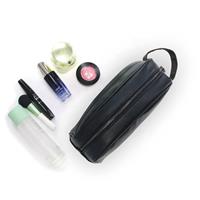 Korean Version Fashion Ladies Hanging Cosmetic Organizer Black Leather Toiletry Bag